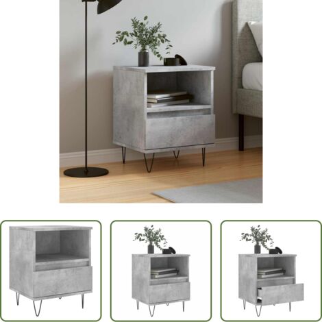 vidaXL Comodino con cassetto -  Comodino Grigio Cemento 40x35x50 cm in Legno Multistrato