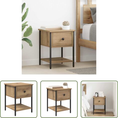 vidaXL Comodino con cassetto -  Comodino Rovere artigianale 34 x 35,5 x 45 cm Legno multistrato