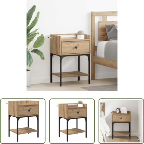 vidaXL Comodino con cassetto -  Comodino Rovere artigianale 40 x 29 x 60 cm Legno multistrato