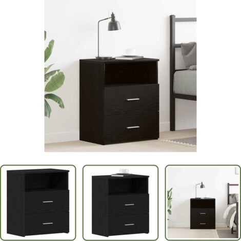 vidaXL Comodino con cassetto -  Comodino Rovere Nero 50 x 32 x 60cm Legno multistrato