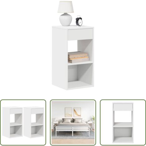 vidaXL Comodino con cassetto e vani -  Comodini con Cassetto 2 pz Bianchi 35x34x66,5 cm