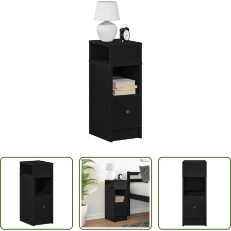 vidaXL Comodino con cassetto in truciolato -  Comodino con Cassetto Nero 25x31x66 cm