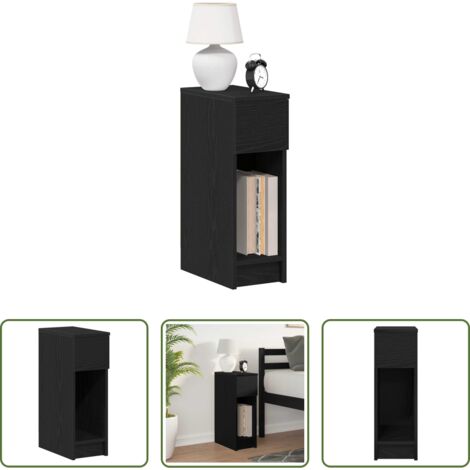 vidaXL Comodino con cassetto rovere -  Comodino con Cassetto Rovere Nero 20x36x60 cm