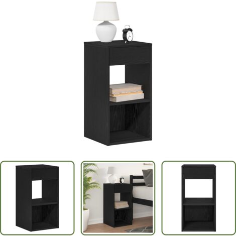 vidaXL Comodino con cassetto rovere -  Comodino con Cassetto Rovere Nero 35x34x66,5 cm