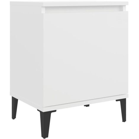 vidaXL Comodino con Gambe in Metallo Bianco 40x30x50 cm