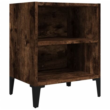 vidaXL Comodino con Gambe in Metallo Rovere Fumo 40x30x50 cm