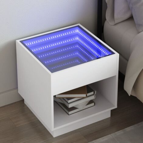 vidaXL Comodino con LED Infinity Bianco 50x50x50 cm