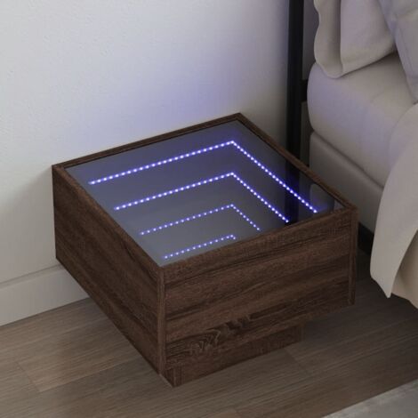 vidaXL Comodino con LED Infinity Rovere Marrone 40x40x30 cm