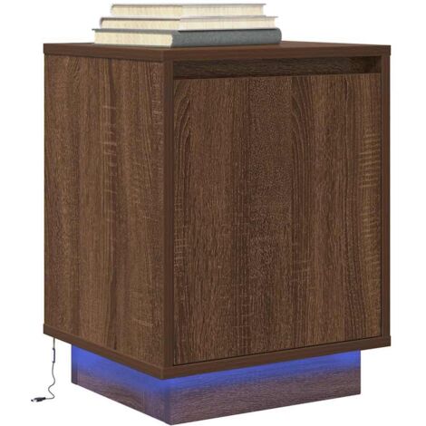 vidaXL Comodino con Luci LED Rovere Marrone 38x34x50 cm