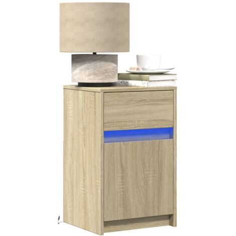 vidaXL Comodino con Luci LED Rovere Sonoma in Legno Multistrato