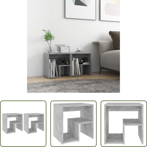 vidaXL Comodino con mensola -  Comodini 2 pz Grigio Cemento 40x30x40 cm in Legno Multistrato