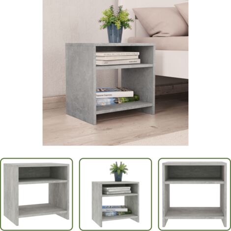 vidaXL Comodino con mensola -  Comodino Grigio Cemento 40x30x40 cm in Legno Multistrato