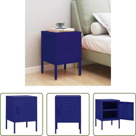 vidaXL Comodino con mensola regolabile -  Comodino Blu Marino 35x35x51 cm in Acciaio