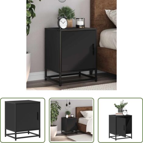 vidaXL Comodino con metallo -  Comodino Nero 40x31x50 cm Legno Multistrato e Metallo