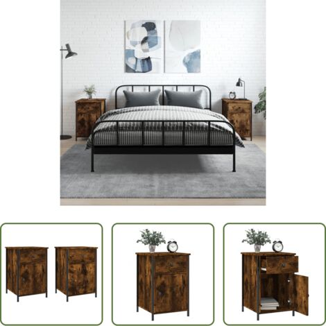 vidaXL Comodino con piano di esposizione - Comodini 2 pz Rovere Fumo 40x42x60 cm in Legno Multistrato