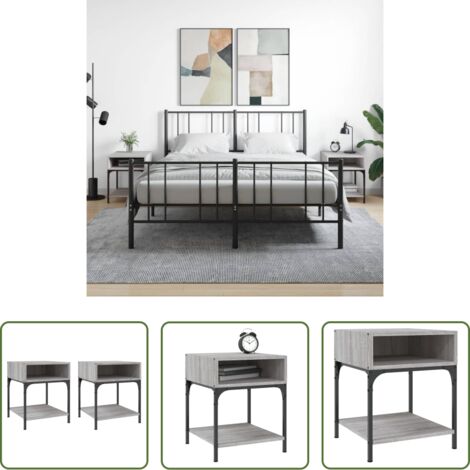vidaXL Comodino con piedini regolabili -  Comodini 2 pz Grigio Sonoma 40x41x50 cm in Legno Multistrato