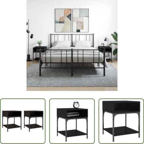 vidaXL Comodino con piedini regolabili -  Comodini 2 pz Neri 40x41x50 cm in Legno Multistrato
