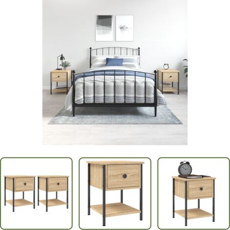 vidaXL Comodino con piedini regolabili -  Comodini 2 pz Rovere Sonoma 34x35,5x45 cm in Legno Multistrato