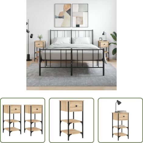 vidaXL Comodino con piedini regolabili -  Comodini 2 pz Rovere Sonoma 34x36x70 cm in Legno Multistrato