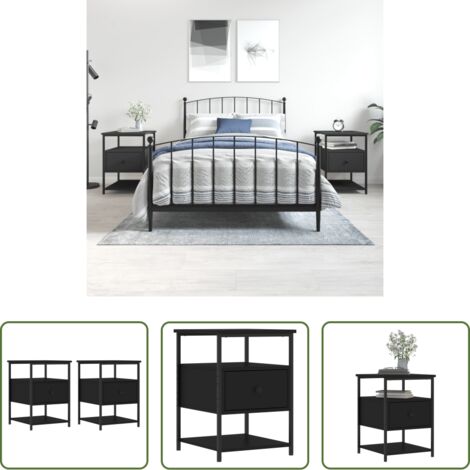 vidaXL Comodino con piedini regolabili -  Comodini 2pz Neri 40x42x56 cm in Legno Multistrato