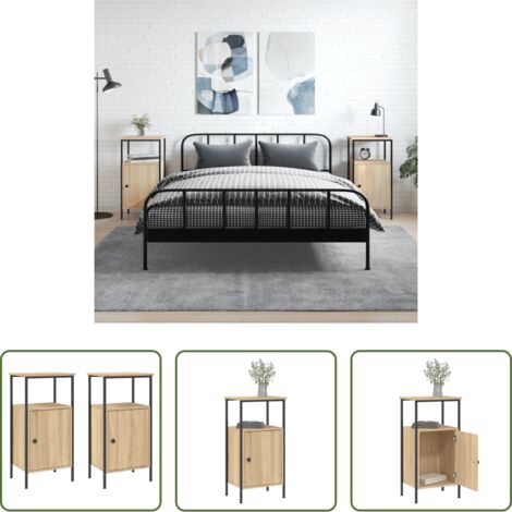 vidaXL Comodino con piedini regolabili -  Comodini 2pz Rovere Sonoma 41x31x80 cm in Legno Multistrato