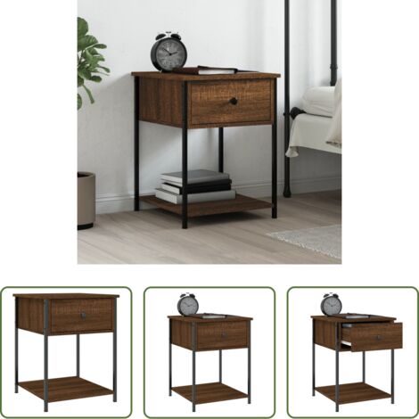 vidaXL Comodino con piedini regolabili -  Comodino Marrone Fumo 44x45x58 cm in Legno Multistrato