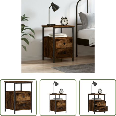 vidaXL Comodino con piedini regolabili -  Comodino Rovere Fumo 34x35,5x50 cm in Legno Multistrato