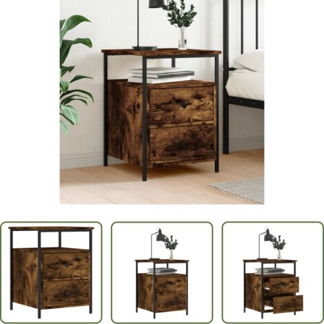 vidaXL Comodino con piedini regolabili -  Comodino Rovere Fumo 44x45x60 cm in Legno Multistrato