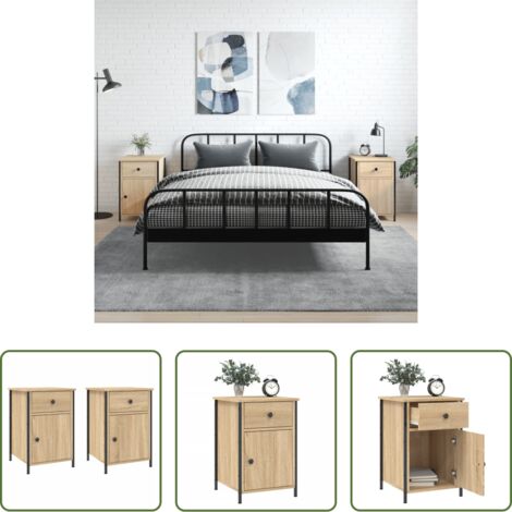 vidaXL Comodino con ripiani -  Comodini 2 pz Rovere Sonoma 40x42x60 cm in Legno Multistrato