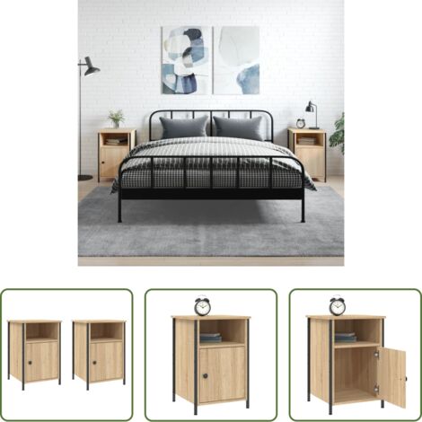 vidaXL Comodino con ripiani -  Comodini 2 pz Rovere Sonoma 40x42x60 cm in Legno Multistrato