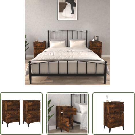 vidaXL Comodino con ripiani -  Comodini 2pz Rovere Fumo 40x35x70 cm