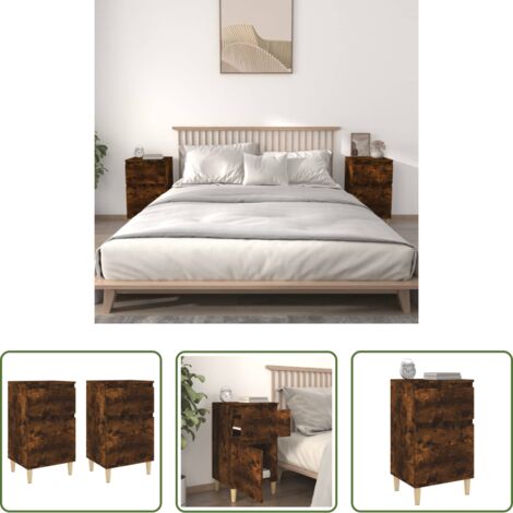 vidaXL Comodino con ripiani -  Comodini 2pz Rovere Fumo 40x35x70 cm