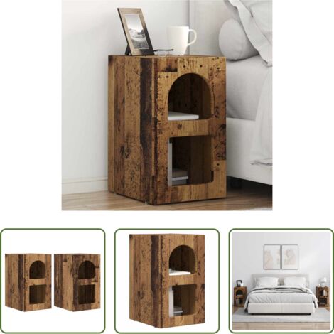 vidaXL Comodino con ripiani -  Comodino 2 pcs Legno vecchio 29,5 x 33,5 x 50 cm