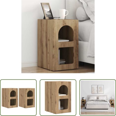 vidaXL Comodino con ripiani -  Comodino 2 pcs Rovere artigianale 29,5 x 33,5 x 50 cm