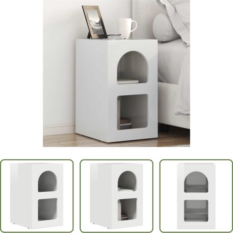 vidaXL Comodino con ripiani -  Comodino Bianco Lucido 29,5 x 33,5 x 50 cm Legno multistrato