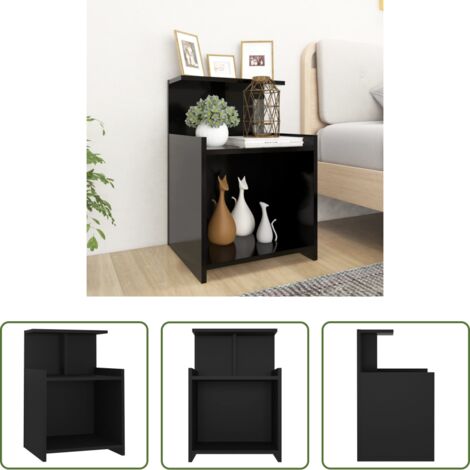 vidaXL Comodino con ripiani -  Comodino Nero 40x35x60 cm in Legno Multistrato