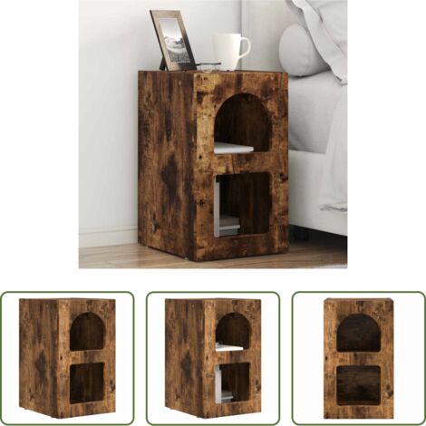 vidaXL Comodino con ripiani -  Comodino Rovere fumé 29,5 x 33,5 x 50 cm Legno multistrato