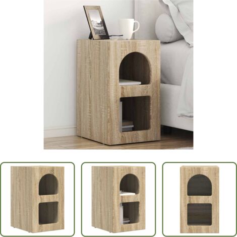 vidaXL Comodino con ripiani -  Comodino Rovere Sonoma 29,5 x 33,5 x 50 cm Legno multistrato