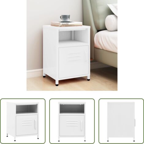 vidaXL Comodino con ripiano aperto -  Comodino Bianco 35x35x51 cm in Acciaio