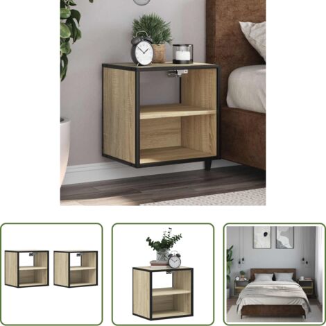 vidaXL Comodino con ripiano -  Comodini a Muro 2 pz Rovere Sonoma 40x31x39,5 cm