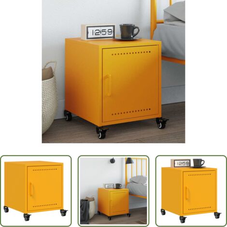 vidaXL Comodino con ruote -  Comodino Giallo Senape 36x39x43,5 cm in Acciaio