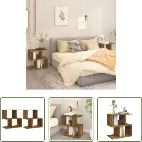 vidaXL Comodino con scomparti -  Comodini Rovere Fumo 2pz 50x30x51,5 cm in Legno Multistrato