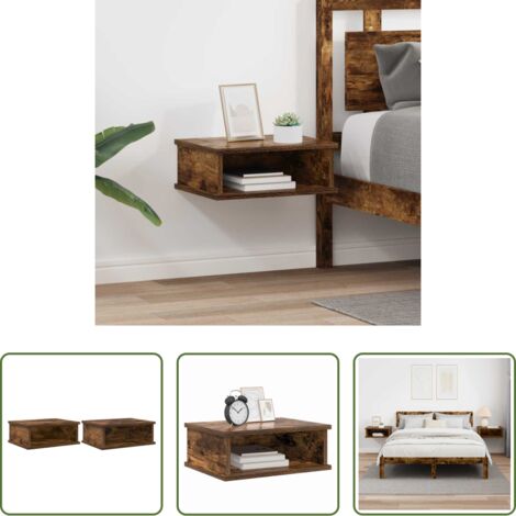 vidaXL Comodino con scomparti -  Comodino 2 pcs Rovere fumé 40 x 31 x 15 cm Legno multistrato