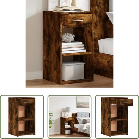 vidaXL Comodino con scomparti - Comodino Rovere Fumo 35x34x65 cm in Legno Multistrato