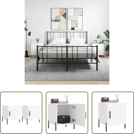 vidaXL Comodino con scomparto -  Comodini 2 pz Bianchi 40x40x50 cm in Legno Multistrato
