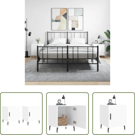 vidaXL Comodino con scomparto -  Comodini 2 pz Bianchi 40x40x50 cm in Legno Multistrato
