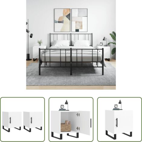vidaXL Comodino con scomparto -  Comodini 2 pz Bianchi 40x40x50 cm in Legno Multistrato