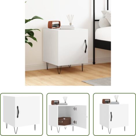 vidaXL Comodino con scomparto -  Comodino Bianco 40x40x50 cm in Legno Multistrato
