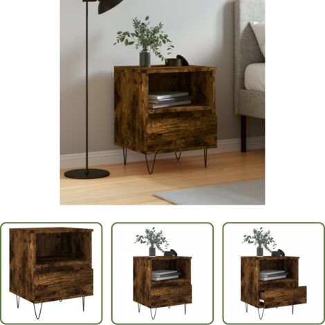 vidaXL Comodino con scomparto -  Comodino Rovere Fumo 40x35x50 cm in Legno Multistrato