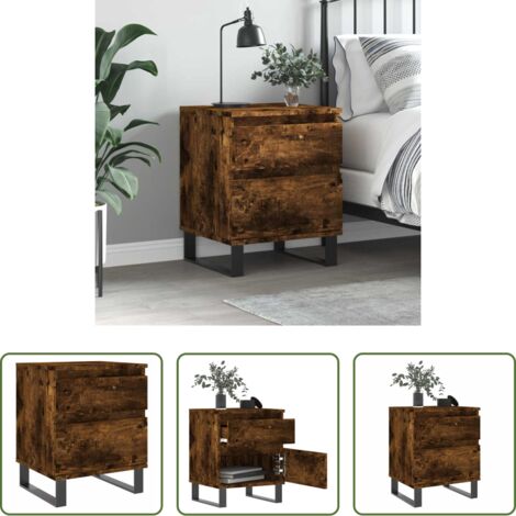 vidaXL Comodino con scomparto -  Comodino Rovere Fumo 40x35x50 cm in Legno Multistrato